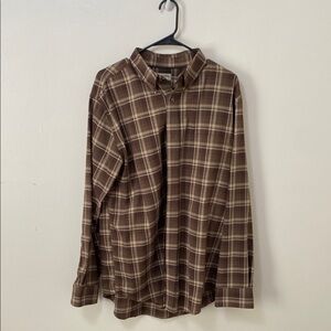 St. John's Bay Brown Plaid Casual Button Down Shirt